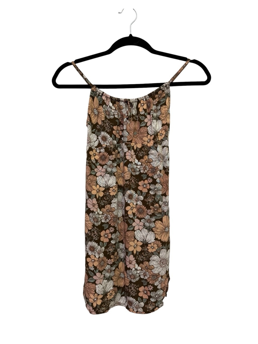 abercrombie kids Brown & Pink Floral Smocked tank dress